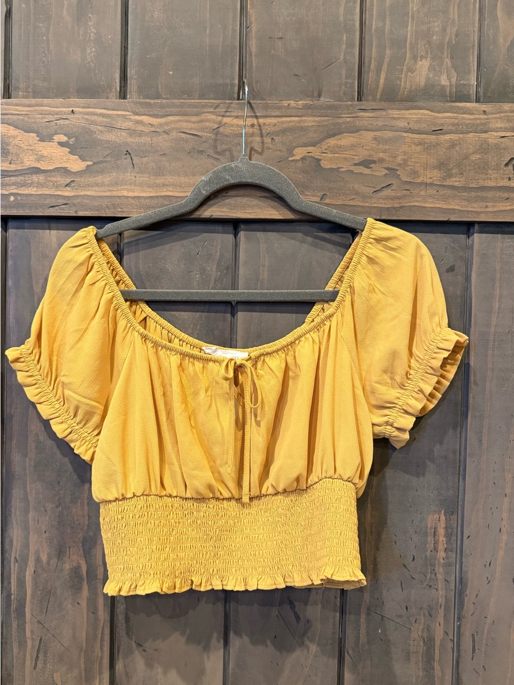 Crop top Mustard yellow with Puff Sleeves - Women
